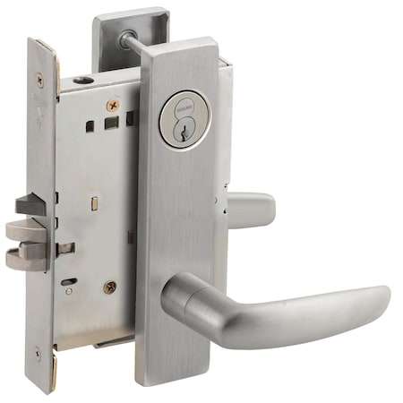 Schlage Grade 1 Storeroom Mortise Lock, Schlage FSIC With Core, S123 Keyway, 07 Lever, L Escutcheon, Satin C L9080R 07L 626